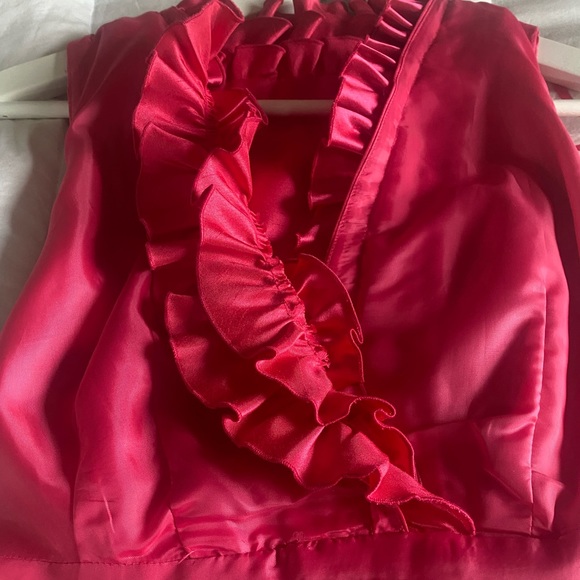 Fuchsia Pleated Dress, Wedding Inspired, Satin, Size 10 - Picture 2 of 5